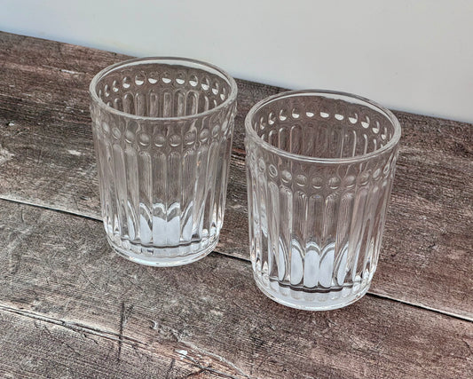 Set of 2 Clear Patterned Tumbler Glasses