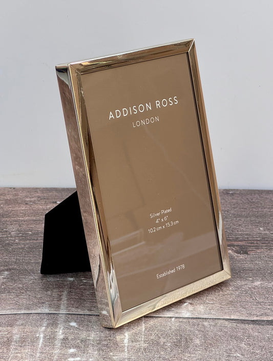 Addison Ross Silver Plated Flat Plain Border Photo Frame 4 x 6