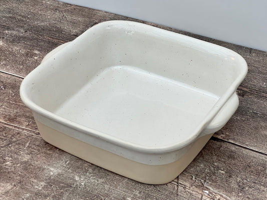 White and Cream Square Baking Dish, 24cm