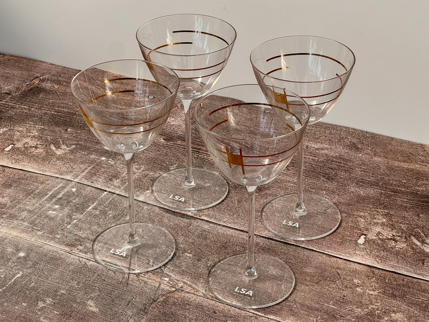 LSA Century Gold Patterned Martini Glasses (4 pack)
