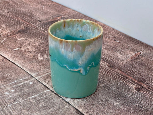 Aqua Patterned Toothbrush Holder