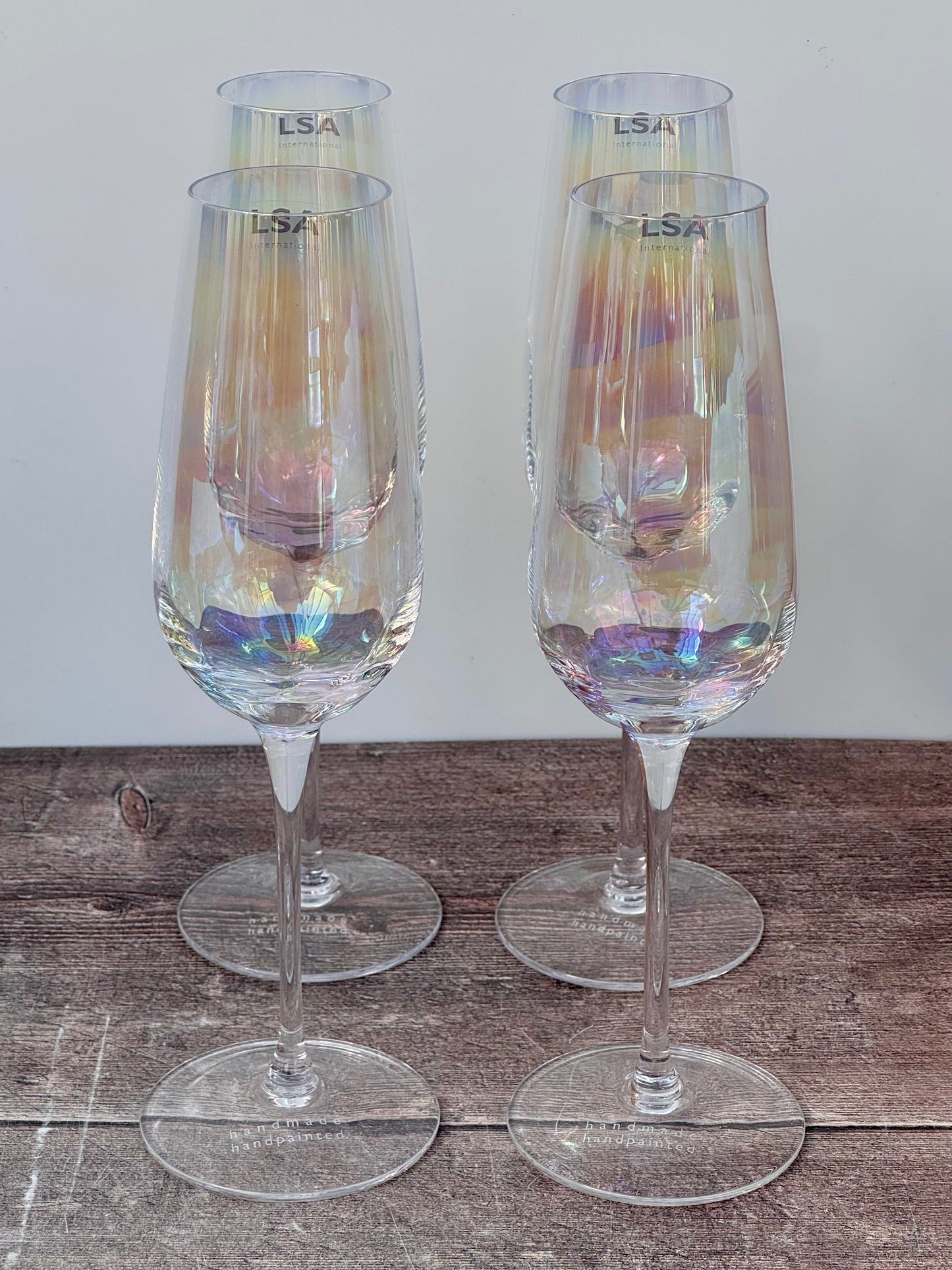 LSA Pearl Pearlescent Lustre Champagne Flutes, Set of 4