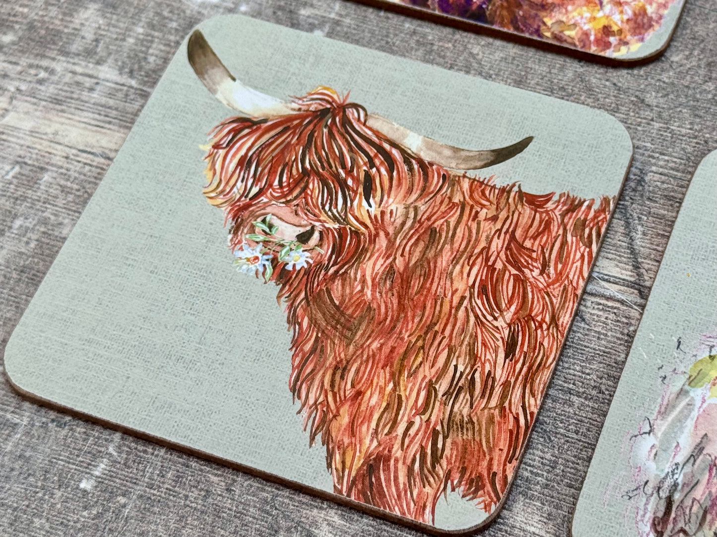 Set of 4 Square Farm Animal Coasters