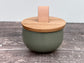 Green Salt Cellar/Pot with Oak Lid, 9cm