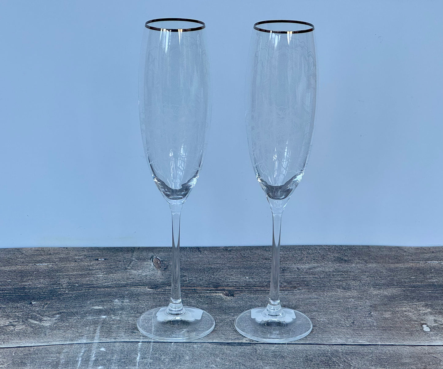 Set of 2 Peony Pattern Champagne Flute Glasses