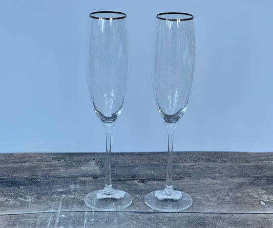 Set of 2 Peony Pattern Champagne Flute Glasses