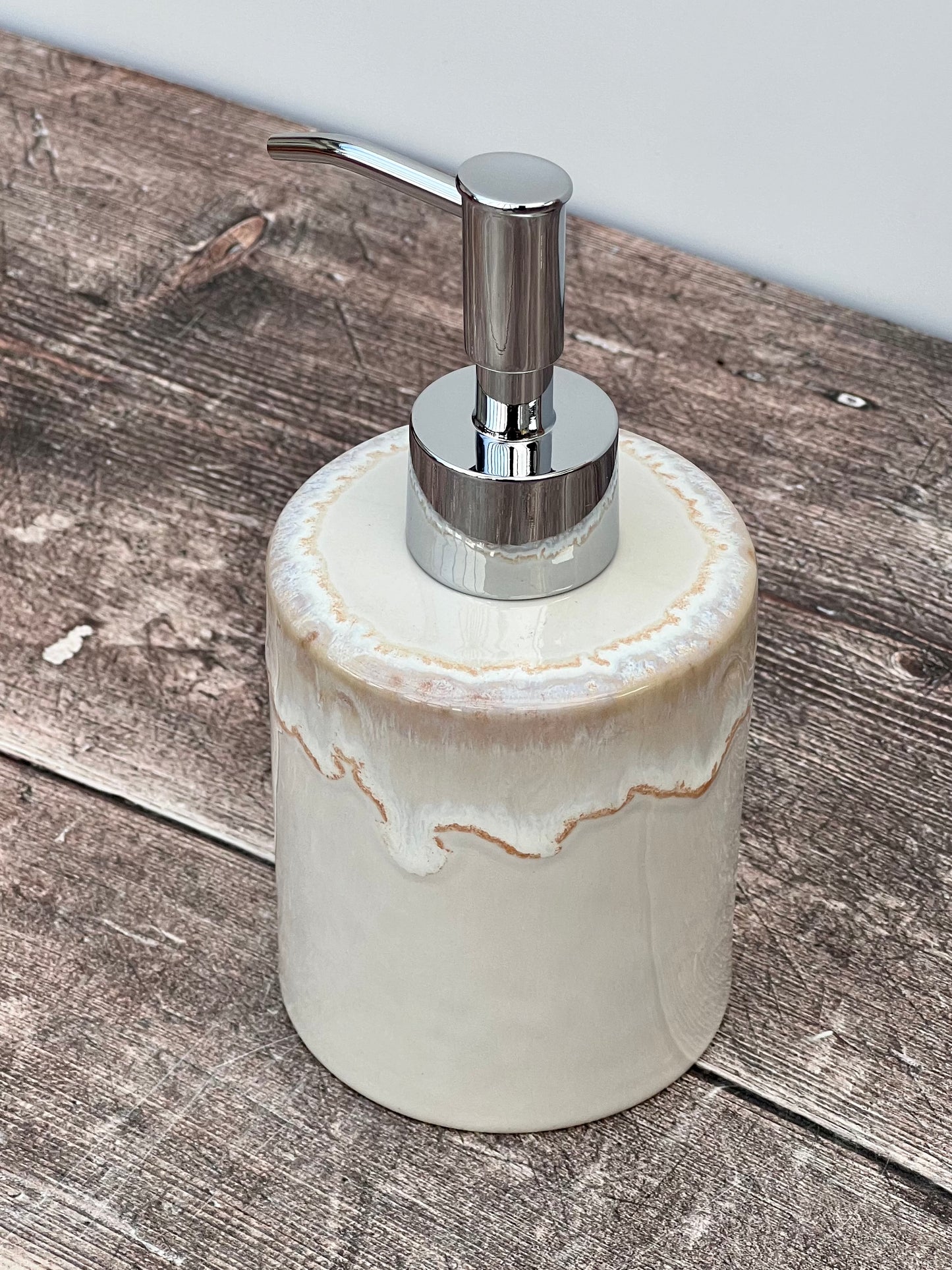 White Patterned Soap Dispenser