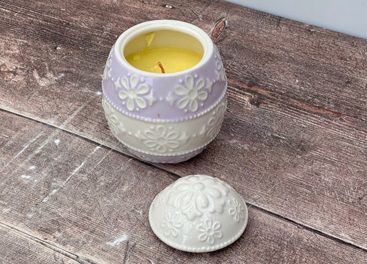 Purple Egg Ceramic Candle
