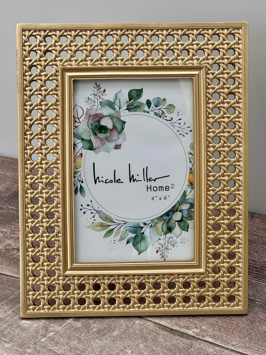 Nicole Miller Gold Tone Weave Photo Frame, 4’ x 6’