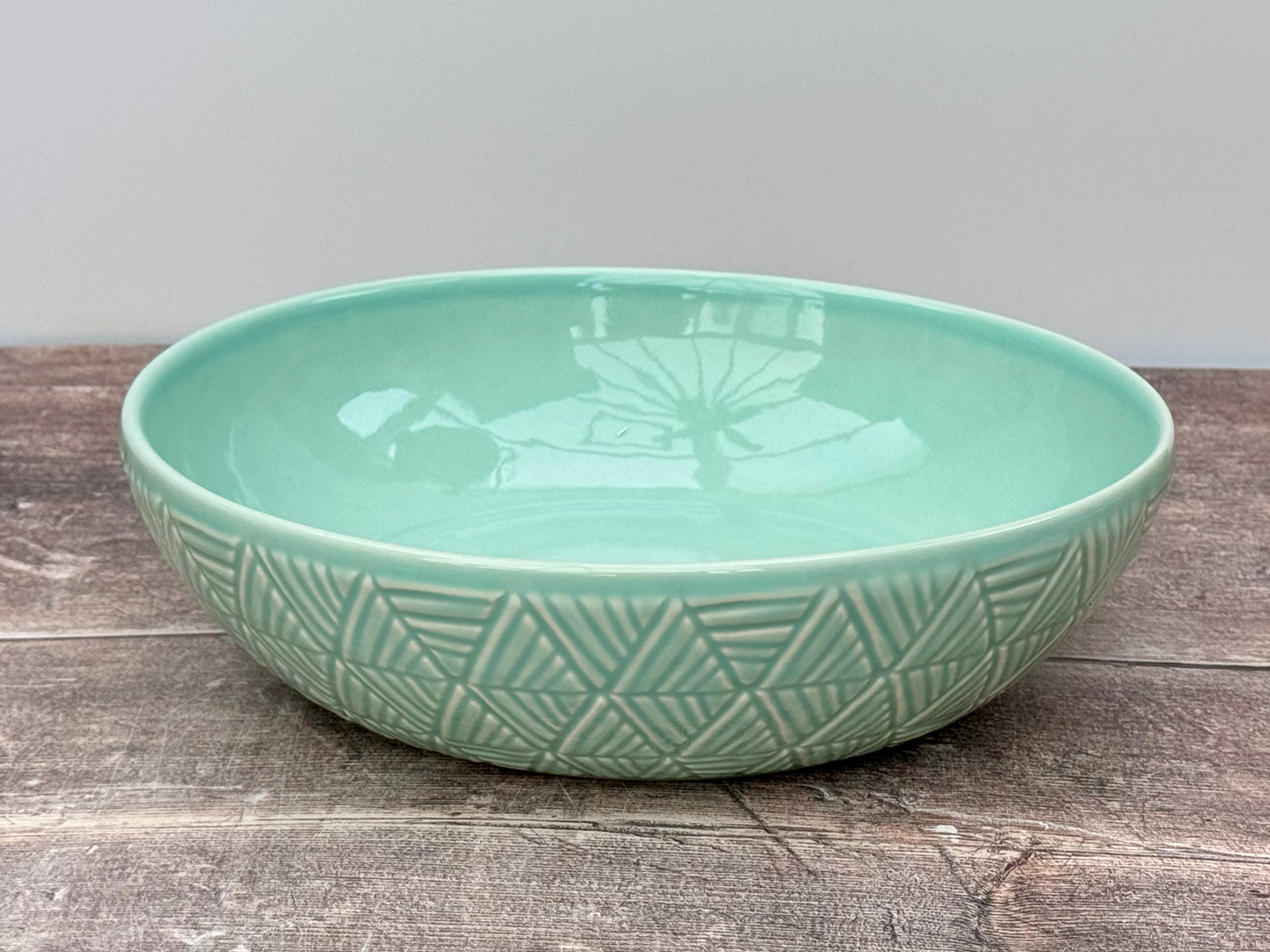 Turquoise Triangle Patterned Pasta/Serving Bowl, 22cm