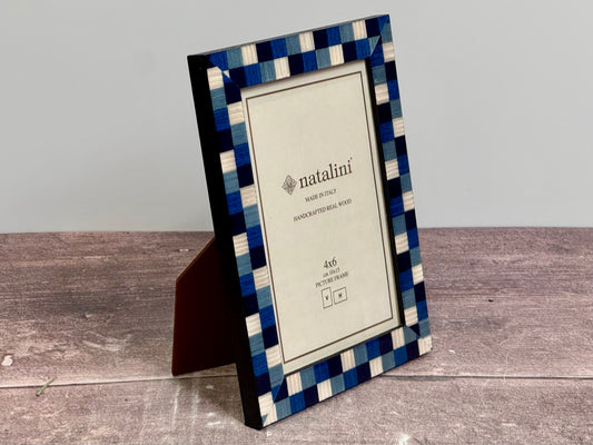 Natalini Blue and White Checkerboard Photo Frame 4 x 6