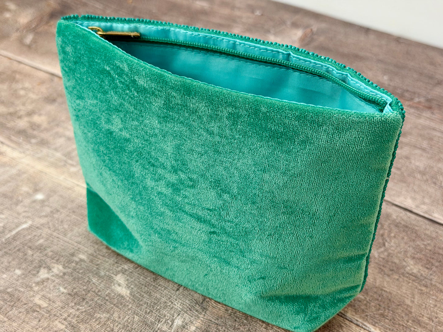 Green Velvet Beaded Lemon Design Pouch