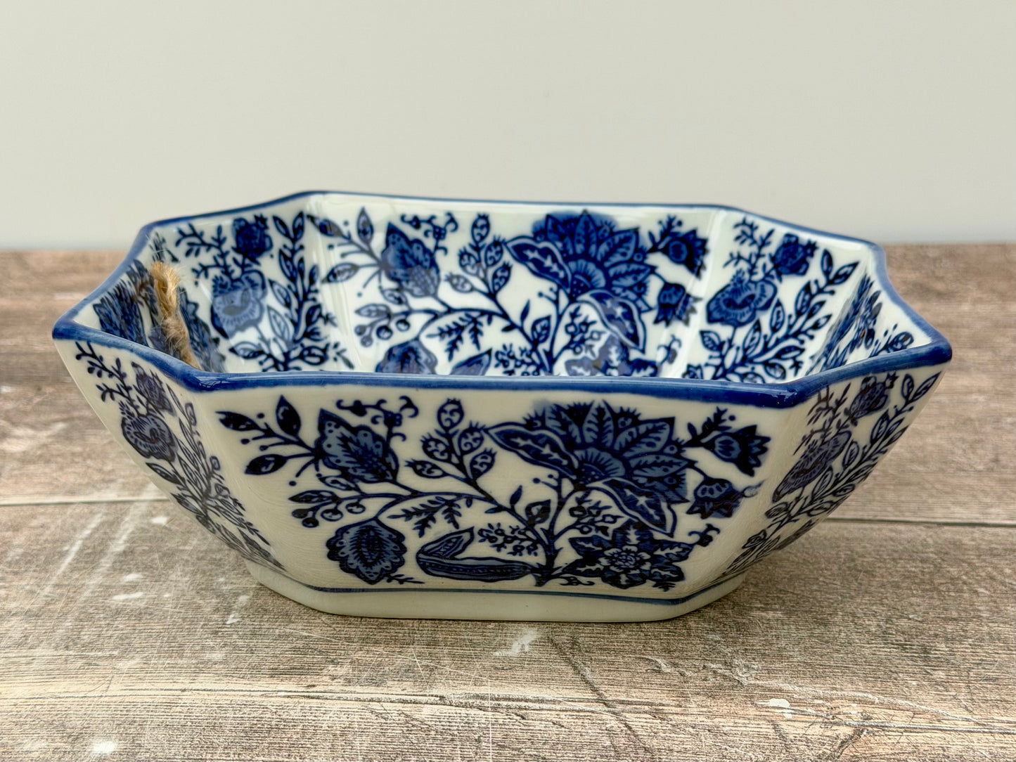 Blue and White Flower Patterned Bowl
