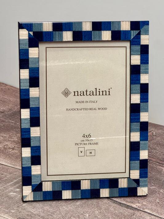 Natalini Blue and White Checkerboard Photo Frame 4 x 6