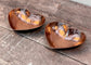 Set of 2 Heart Copper Serving Bowls and Slate Stand