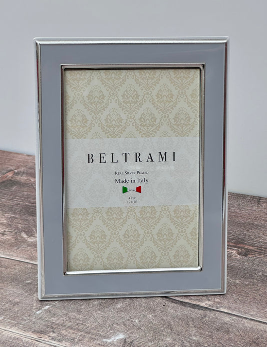 Beltrami Silver Plated Light Grey Border Photo Frame 4 x 6