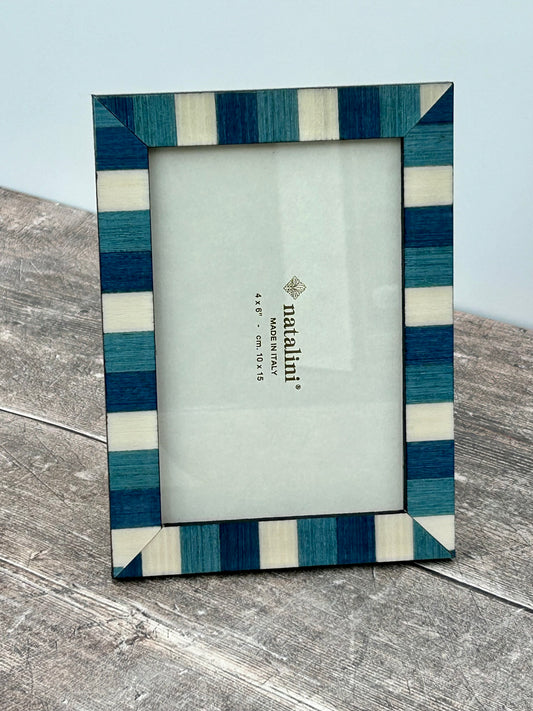 Natalini Blue and White Striped Photo Frame 4 x 6