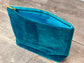 Teal Velvet Beaded Black Cat Design Pouch