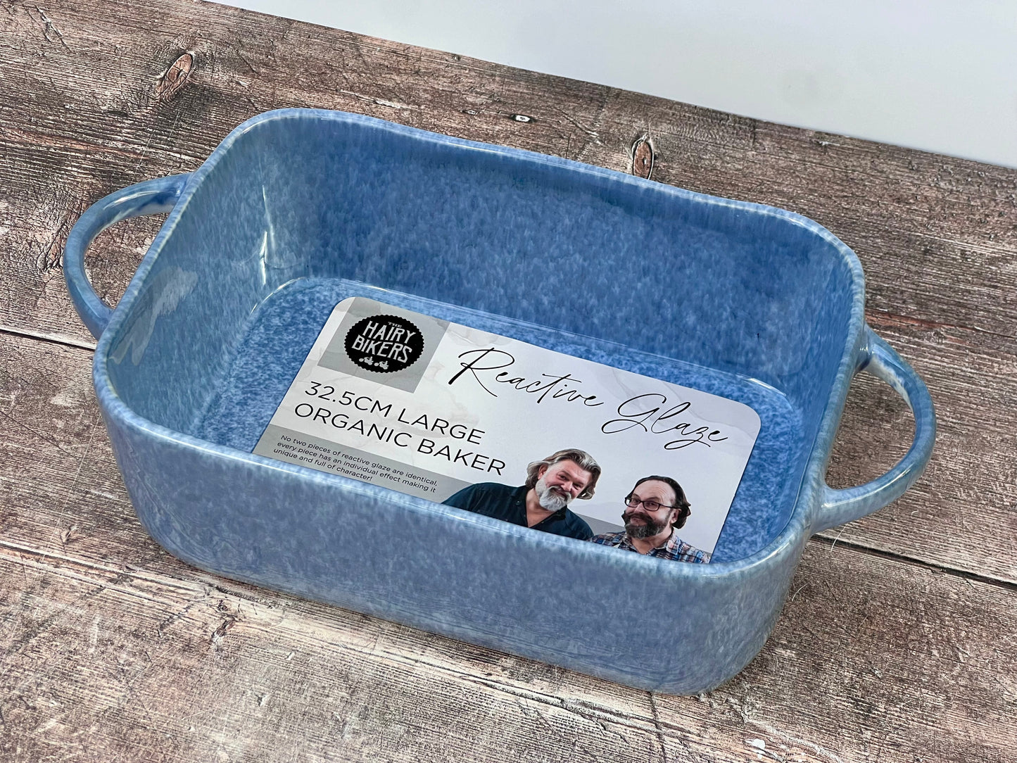 Hairy Bikers Blue Reactive Glaze Rectangular Deep Baking Dish, 32.5cm