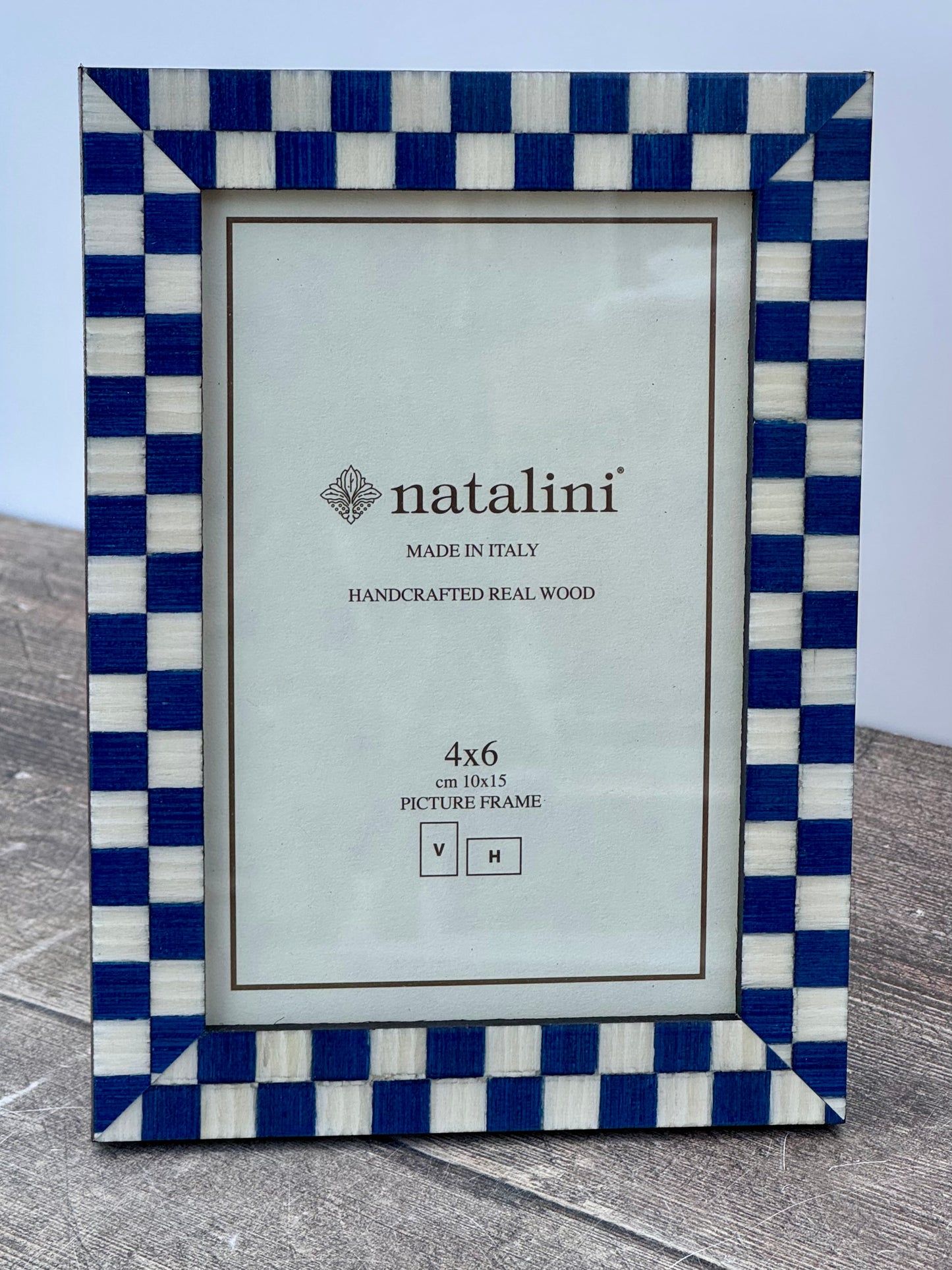 Natalini Blue Checkerboard Border Photo Frame 4 x 6