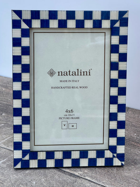 Natalini Blue Checkerboard Border Photo Frame 4 x 6
