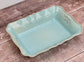 Green Rectangular Baking Dish with Leaf Design, 30cm