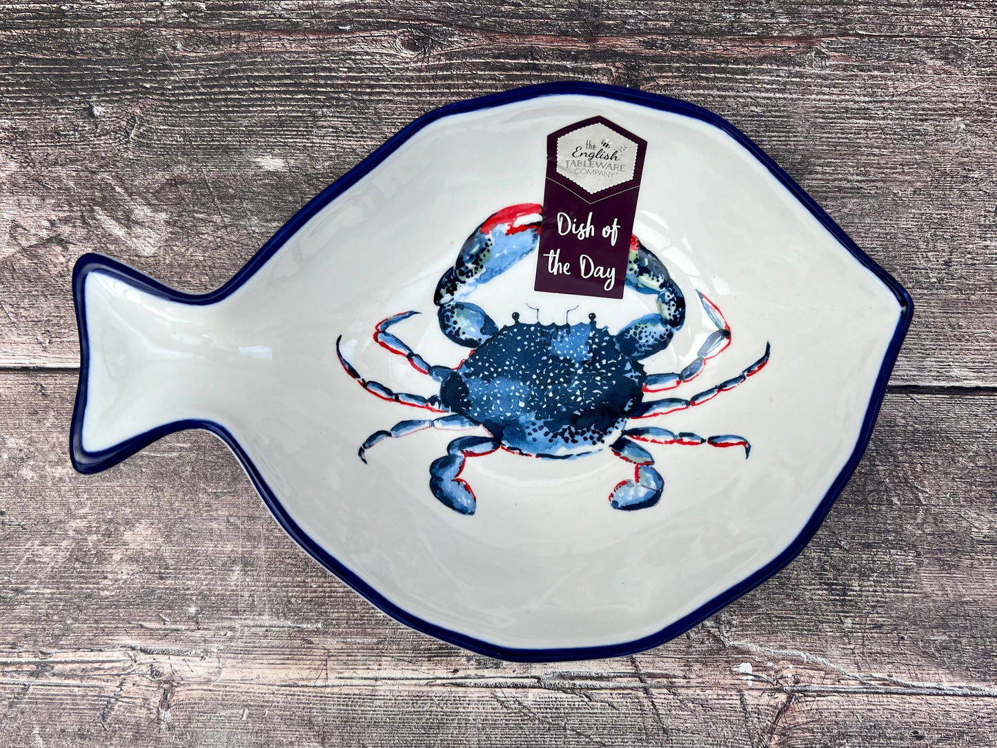 Fish Shaped Bowl with a Crab Design