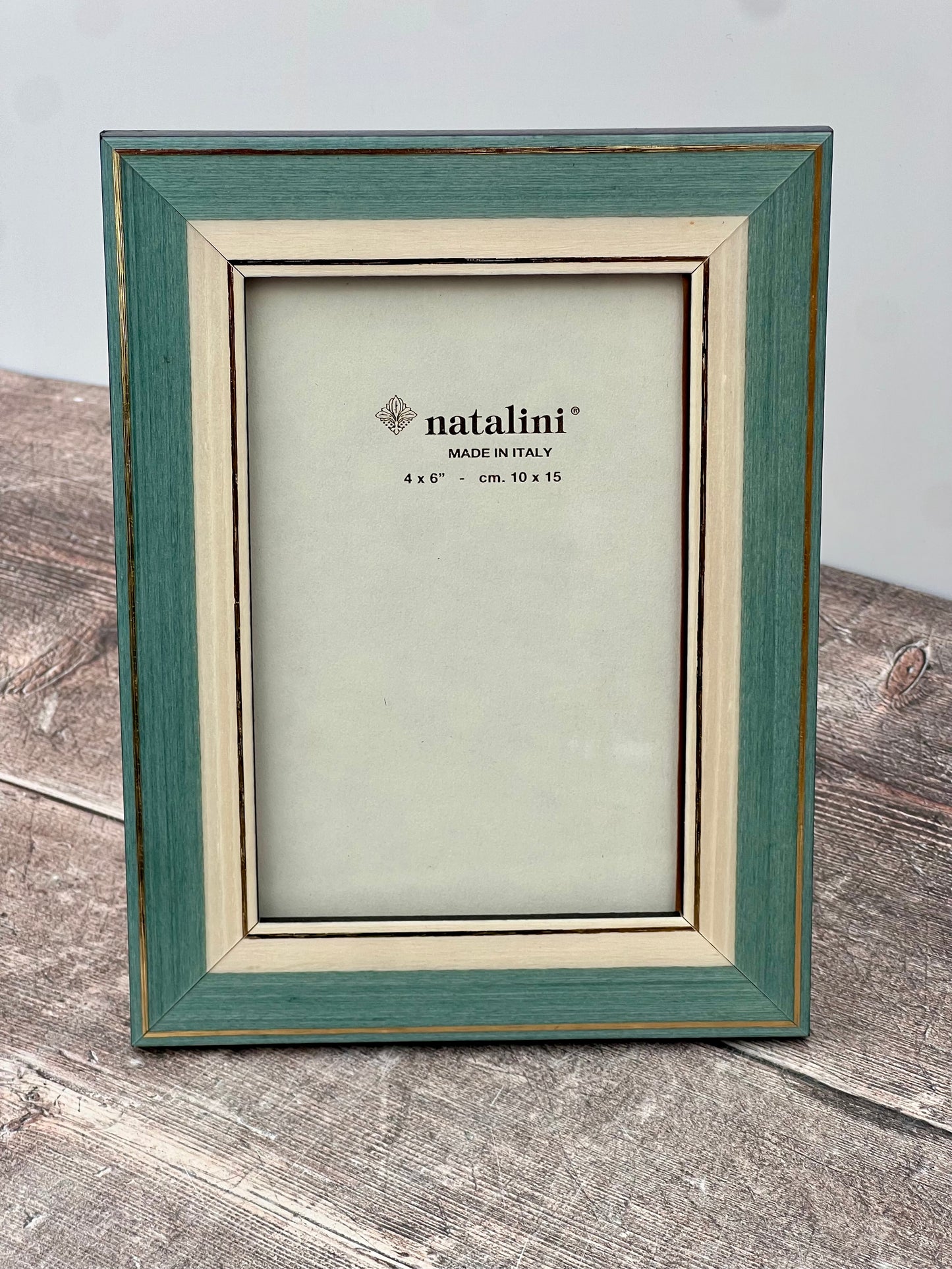 Natalini Cyan and 2 Gold Stripes Photo Frame 4 x 6