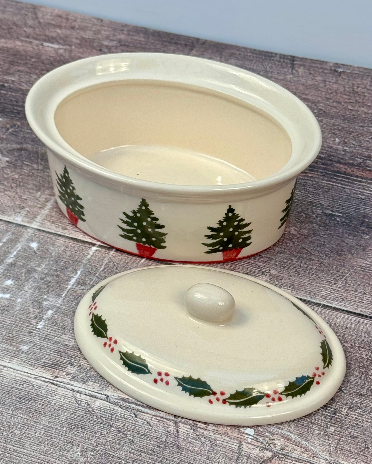 Christmas Tree Patterned Butter Dish