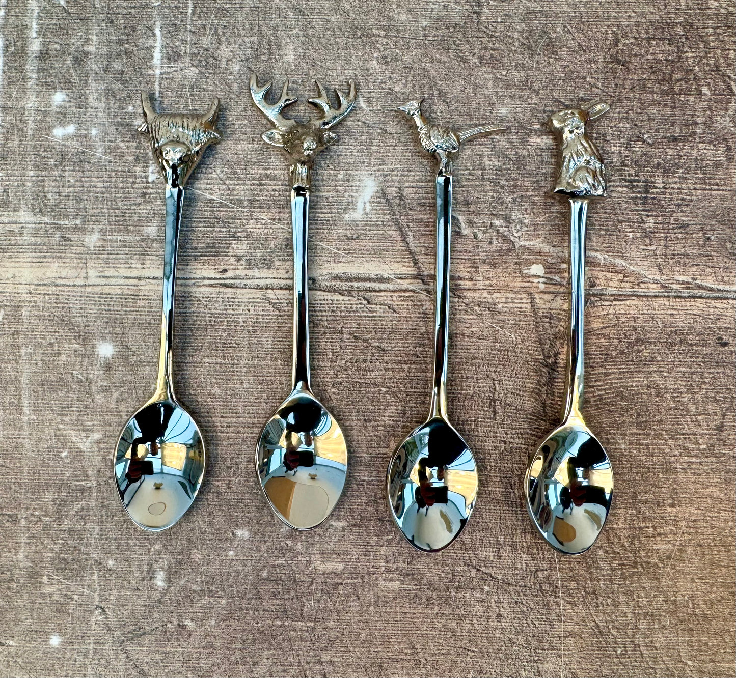 Set of 4 Country Animal Handle Tea Spoons