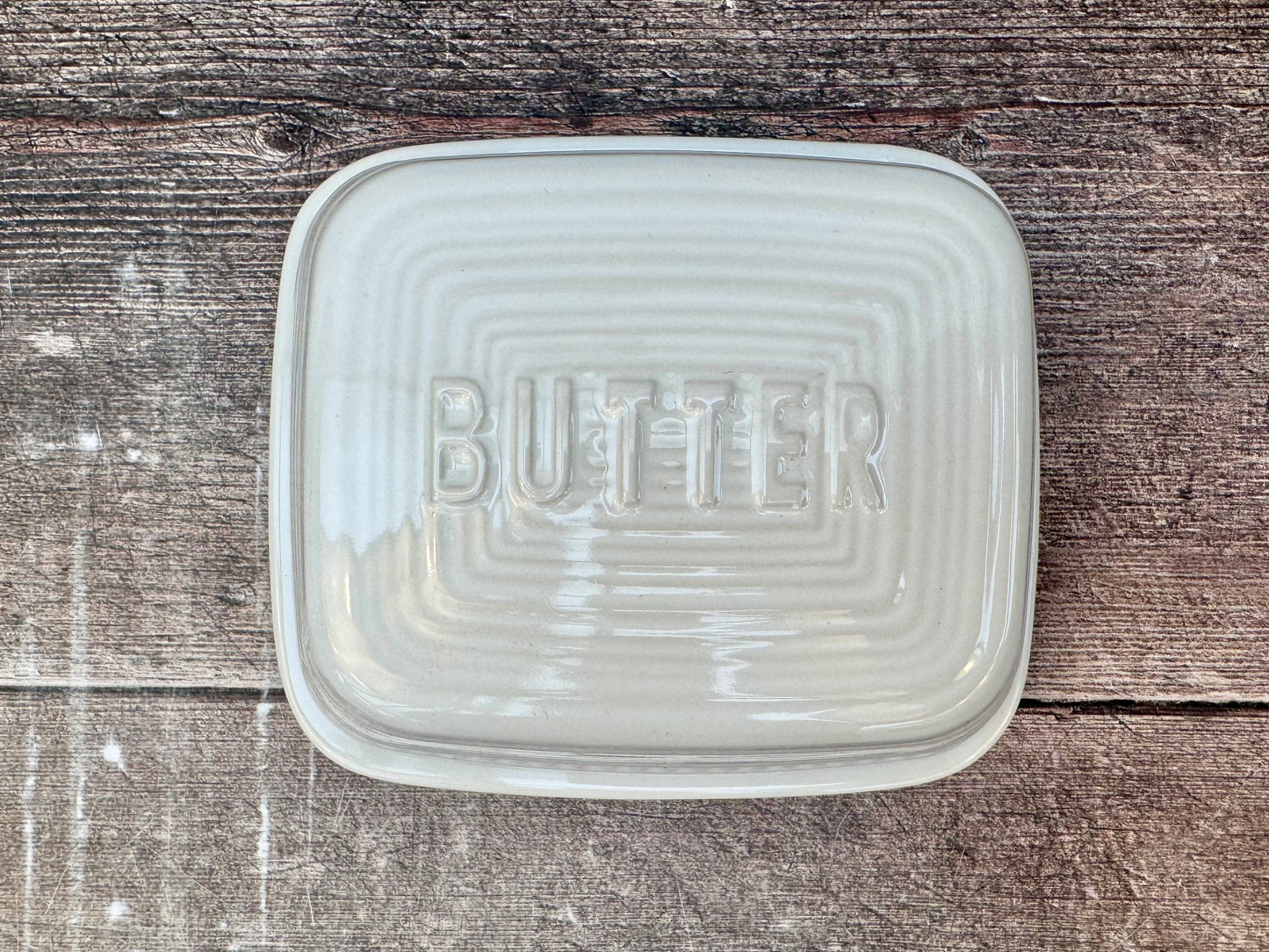 White Butter Dish with ‘BUTTER’ on the Lid