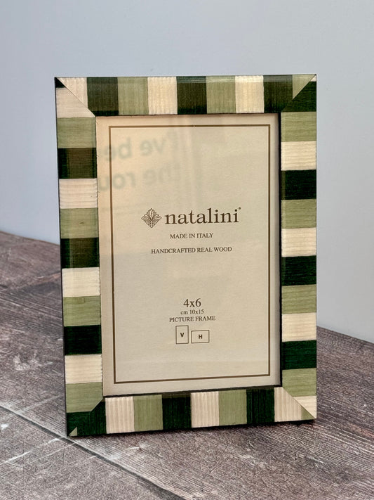 Natalini Green and Cream Striped Photo Frame 4 x 6