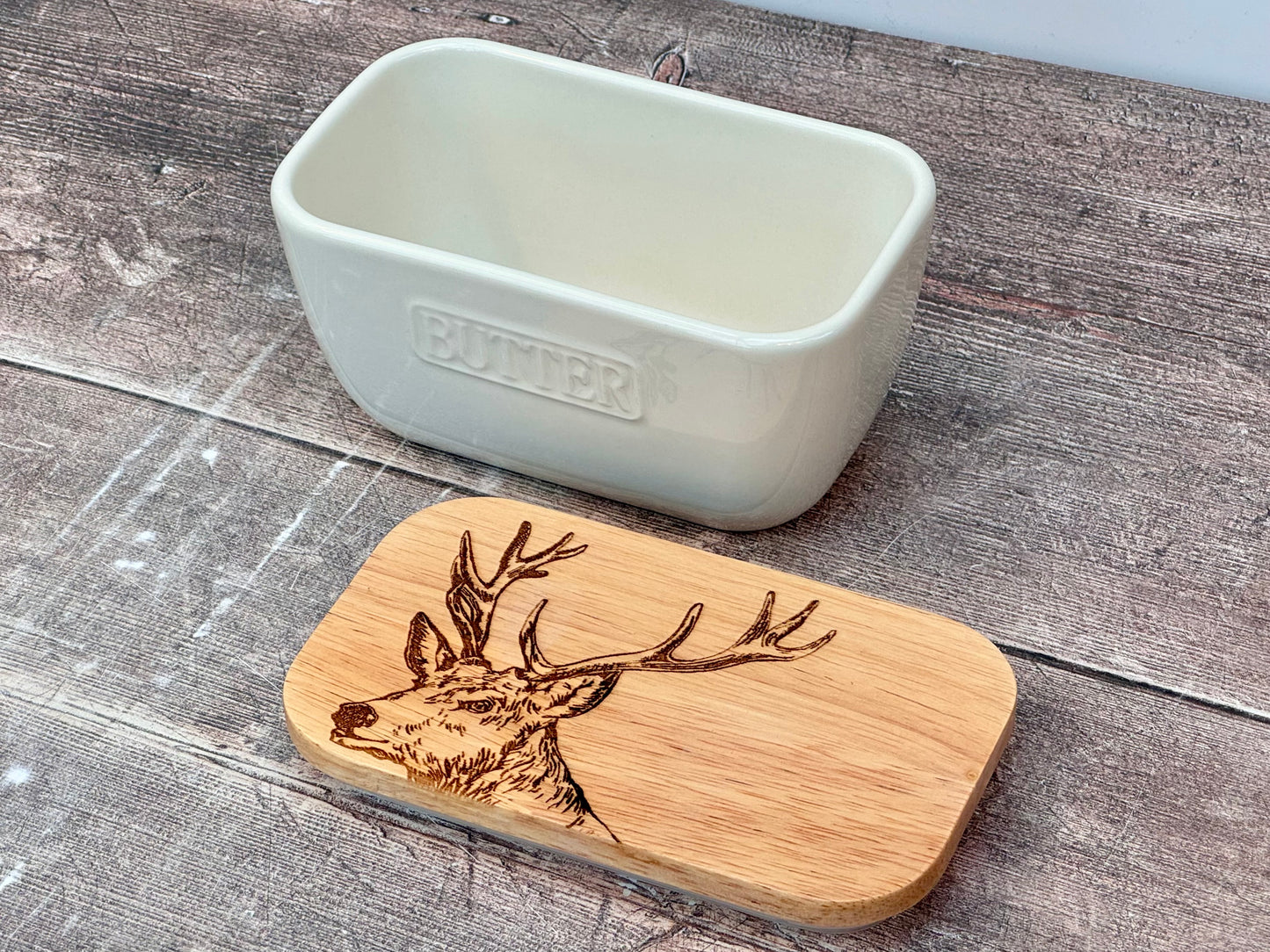 Stag White Butter Dish