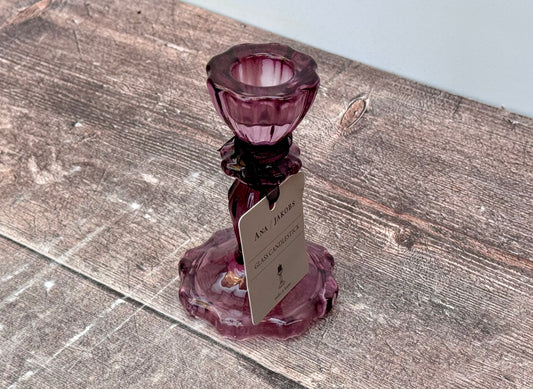 Purple Glass Candlestick, 11cm