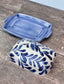 Blue Leaf Patterned Butter Dish