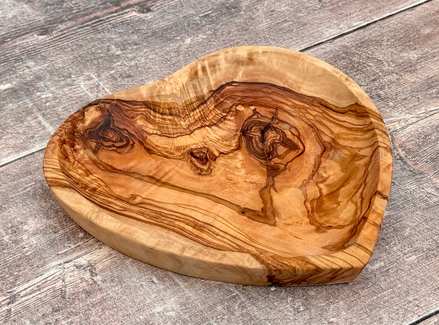 Olive Wood Heart Serving Bowl Dish, 21cm