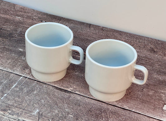 LSA White Utility Stackable Flat White Mugs