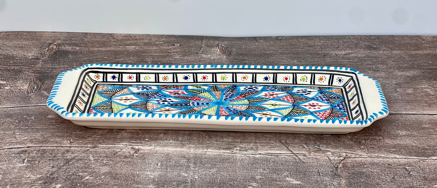 Multi-Coloured Patterned Serving Plate, 35cm