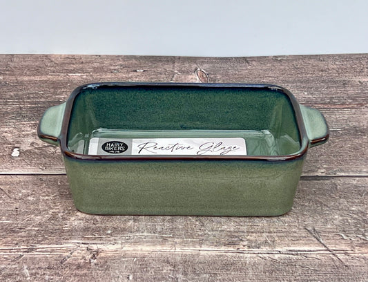 Hairy Bikers Small Dark Green Reactive Glaze Rectangular Baking Dish, 20.6cm