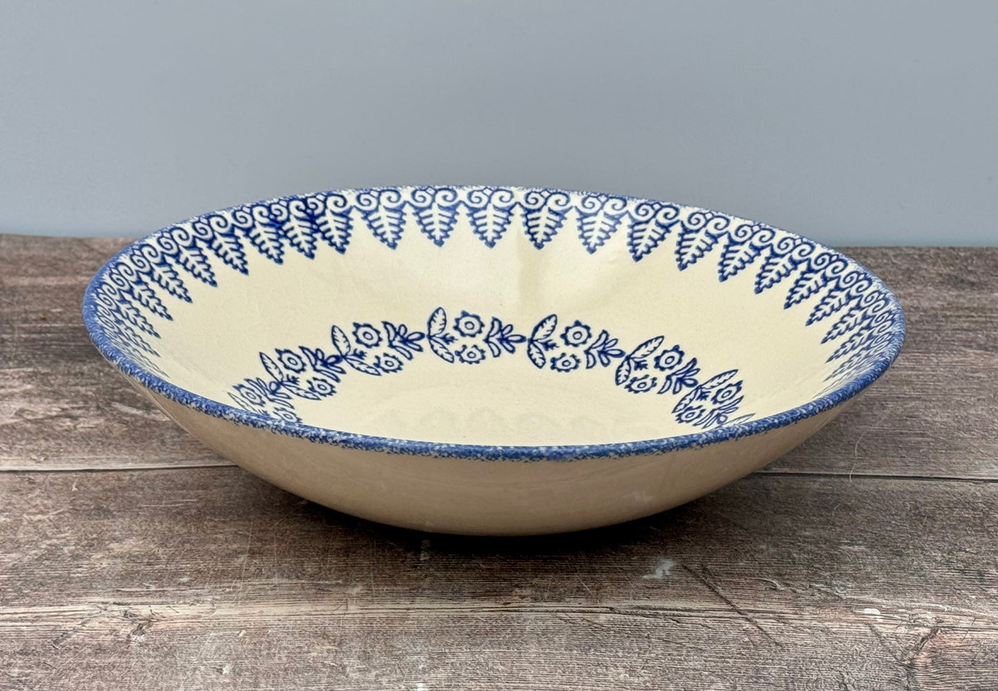 Blue and White Patterned Pasta/Serving Bowl, 23.5cm