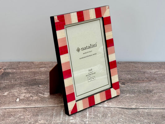 Natalini Pink and White Striped Photo Frame 4 x 6