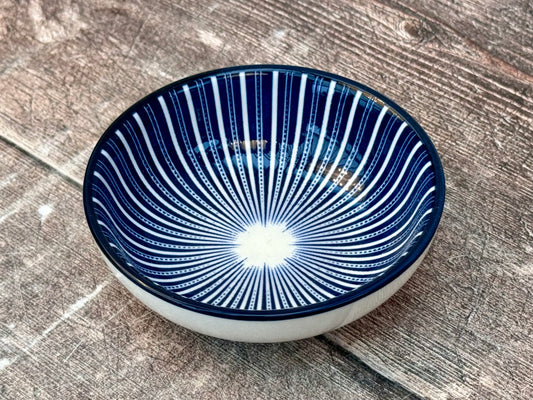 Blue and White Stripe Design Dipping Bowl, 9cm