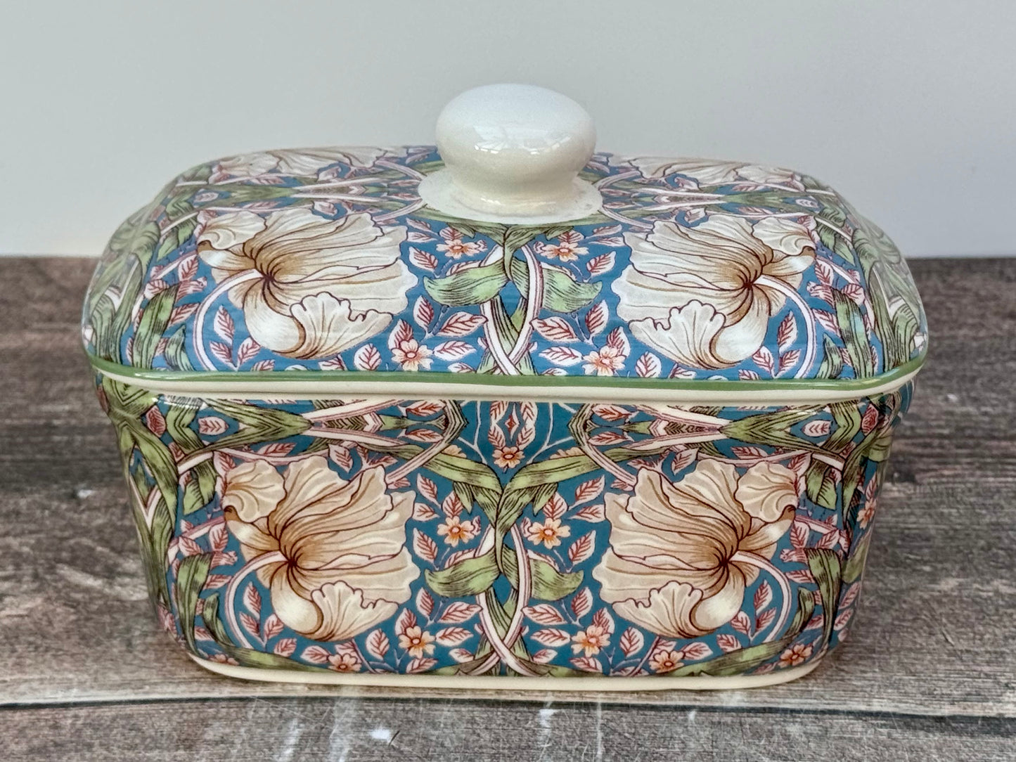 William Morris Blue Pimpernel Floral Patterned Butter Dish