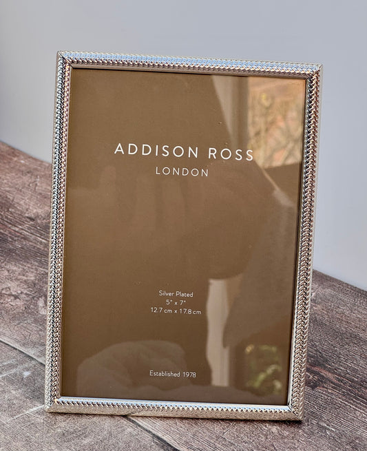 Addison Ross Silver Plated Diagonal Patterned Photo Frame 5’ x 7’