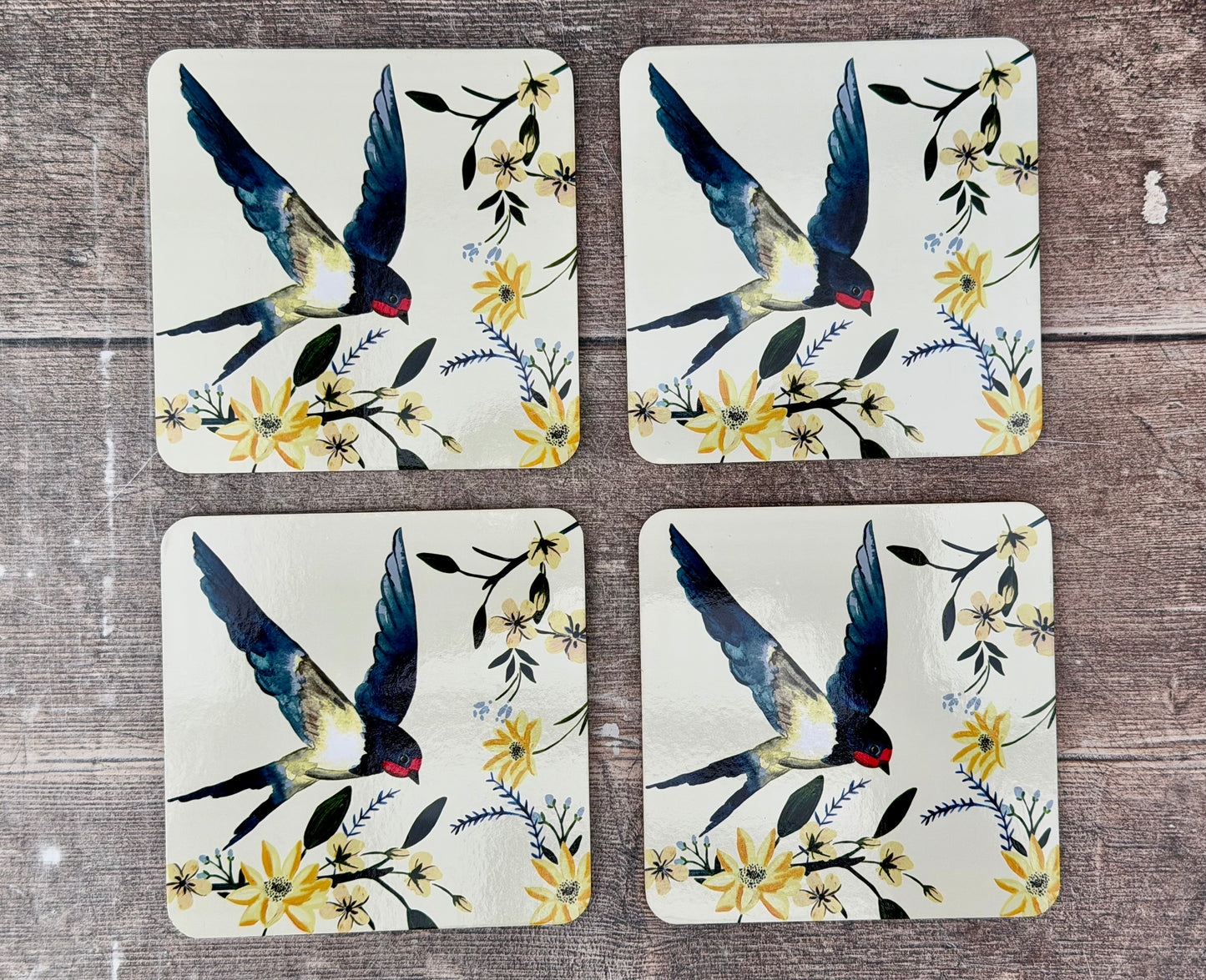 Set of 4 Square Bird Coasters
