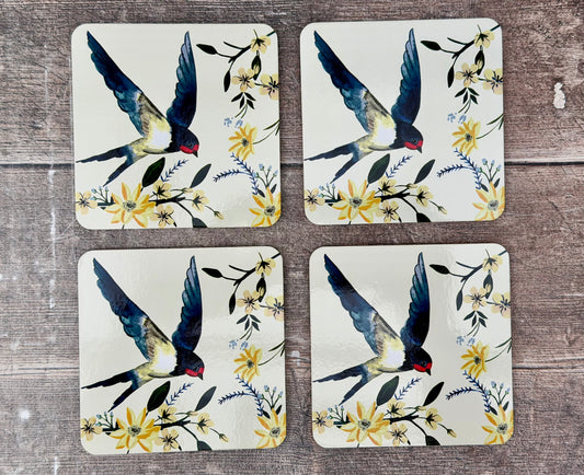 Set of 4 Square Bird Coasters