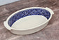 Blue and White Handpainted Oval Baking Dish, 32cm