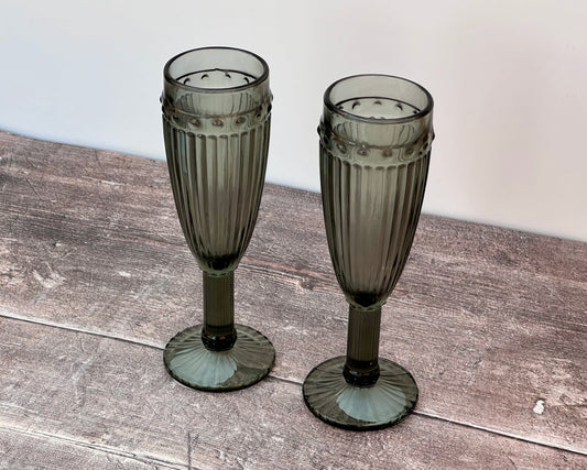 Set of 2 Smoke Tinted Champagne Flutes