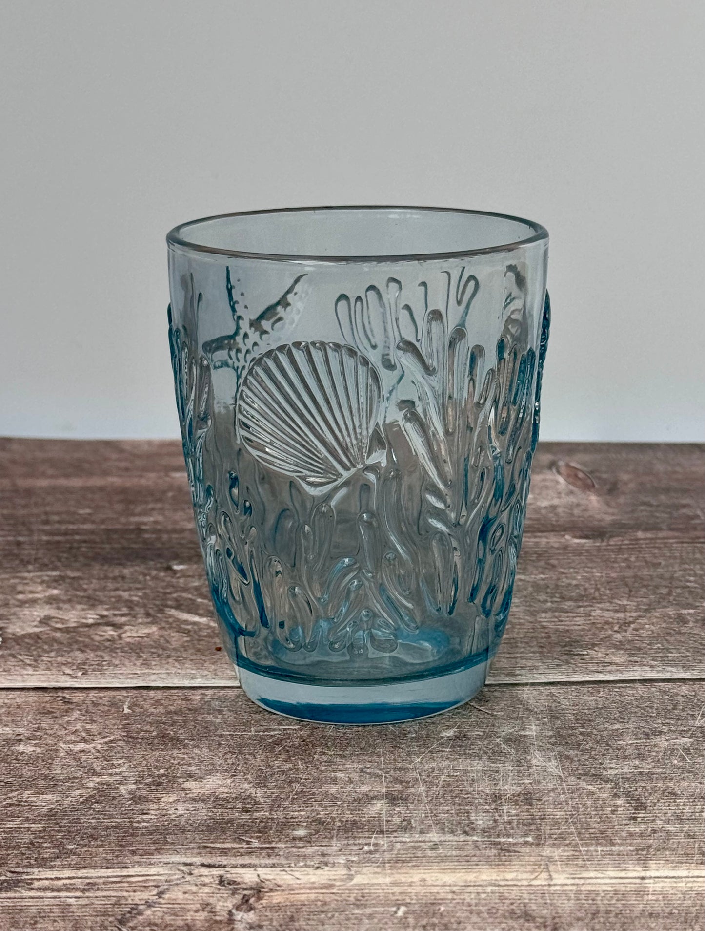 1 Dark Turquoise Seaside Patterned Glass Tumbler