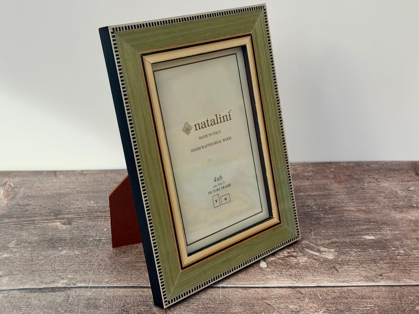 Natalini Green with Wide Chequered Border Photo Frame 4 x 6